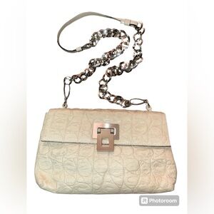 Alberta Di Canio Off white leather with Silvertone hardware Crossbody Bag